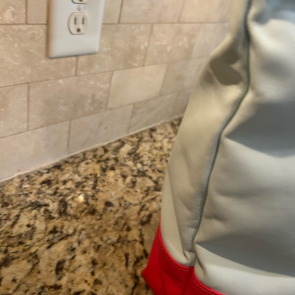 Tory Burch Two-Tone Nylon Tote - Light White & Red - Picture 5 of 11